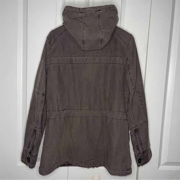 Levi’s Military Field Jacked Size Medium Grey Brown 5 Pocket Women’s Hooded - Picture 9 of 11